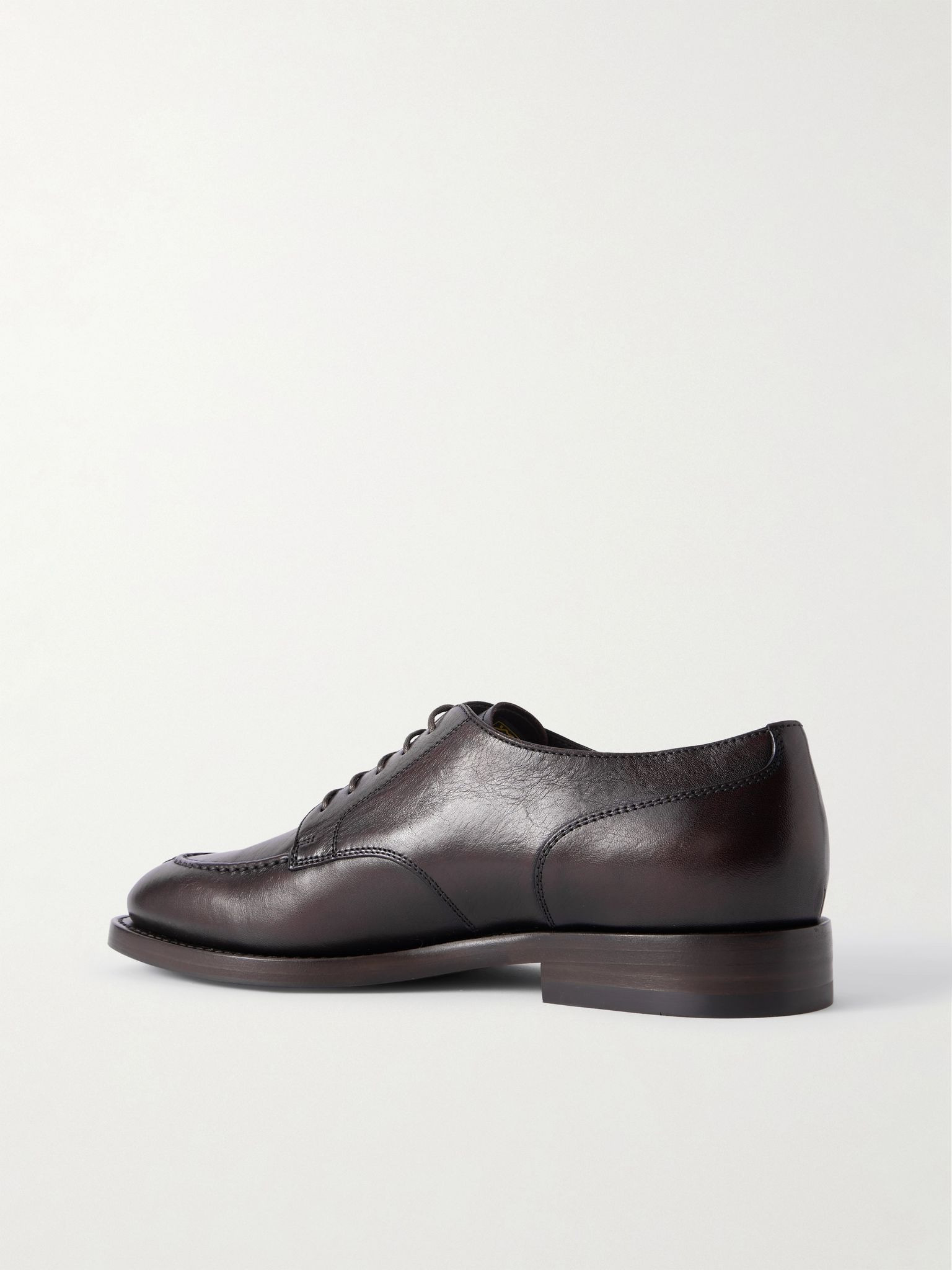 Leather Derby Shoes Burgundy - 4