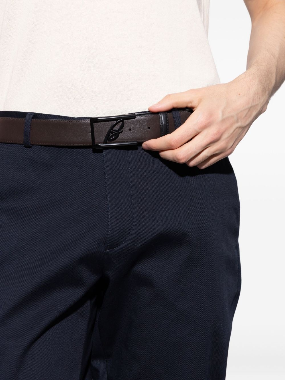 leather embossed belt - 5
