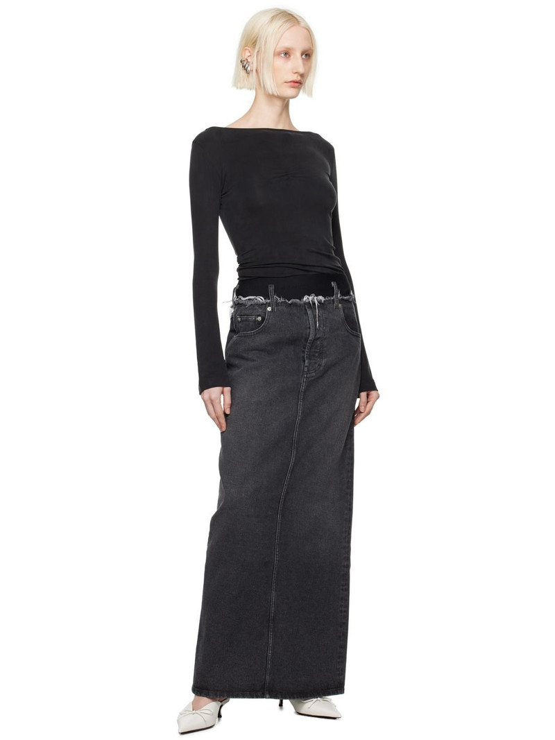 ALAINPAUL Gray Frayed Edge Denim Maxi Skirt outlook