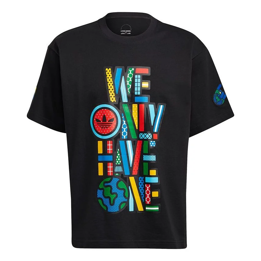 adidas originals Artist Tee Ss Colours Letter Printing Causual Sports Male Black HA4692 - 1