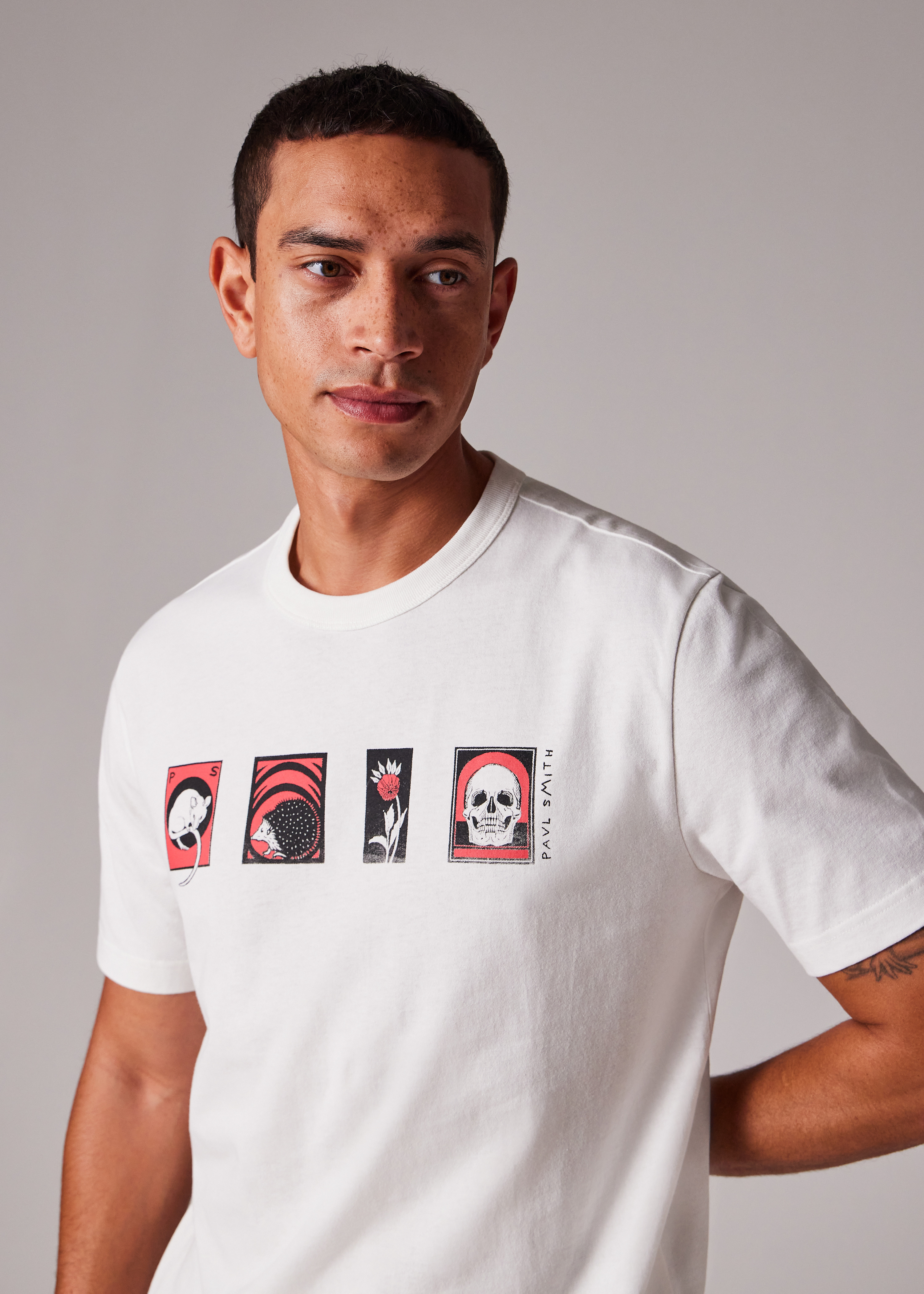 White 'Cards' Print T-Shirt - 3
