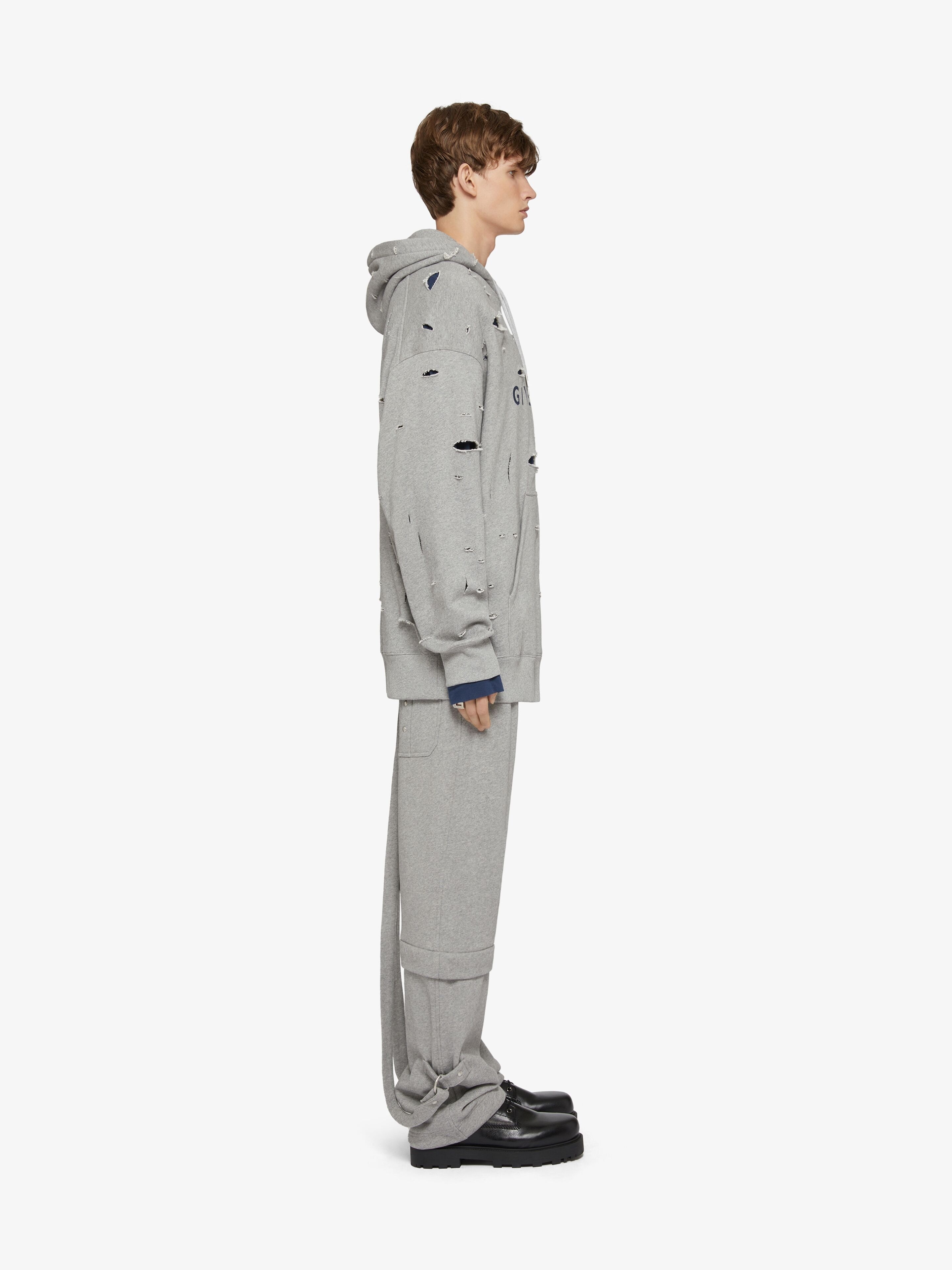 GIVENCHY OVERSIZED HOODIE IN DESTROYED FLEECE - 3