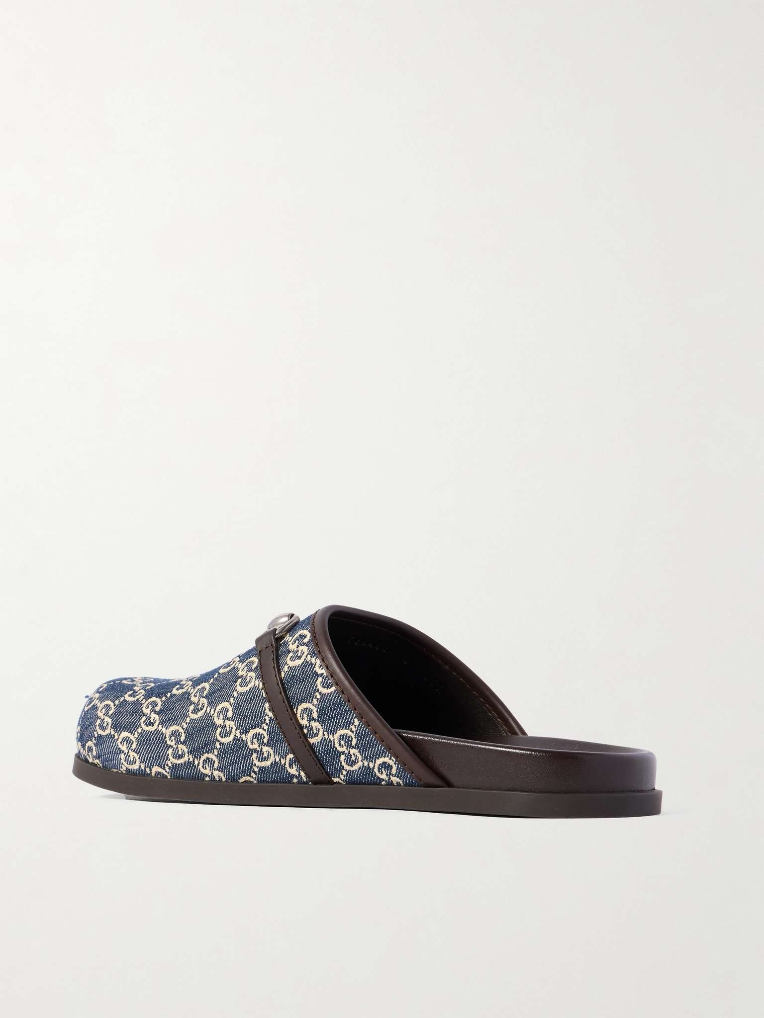 Rhein Horsebit-Embellished Leather-Trimmed Denim Mules - 4