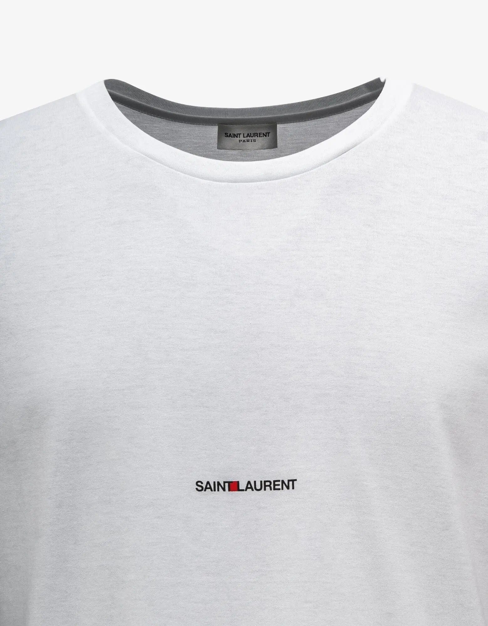 Saint Laurent White Rive Gauche Logo T-Shirt - 4