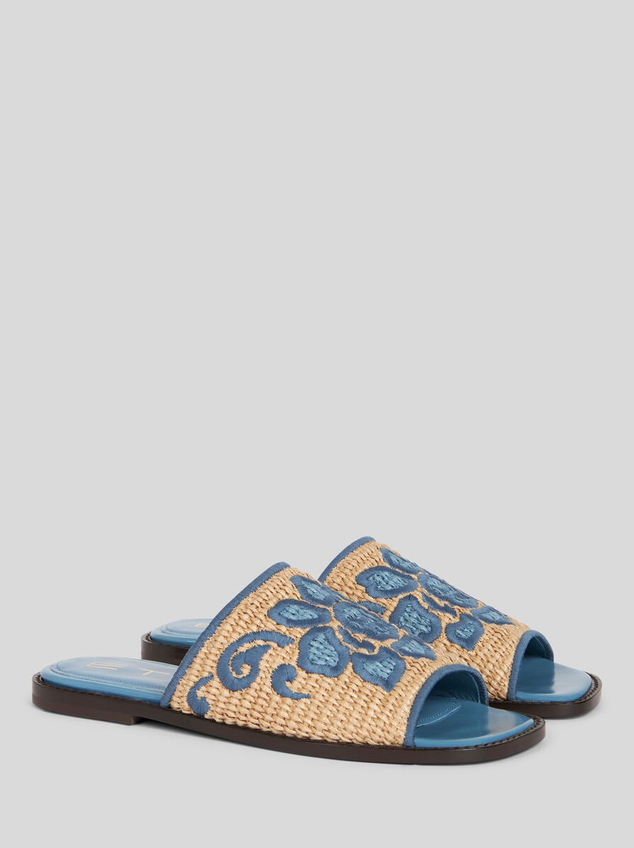 EMBROIDERED RAFFIA SLIDES - 3