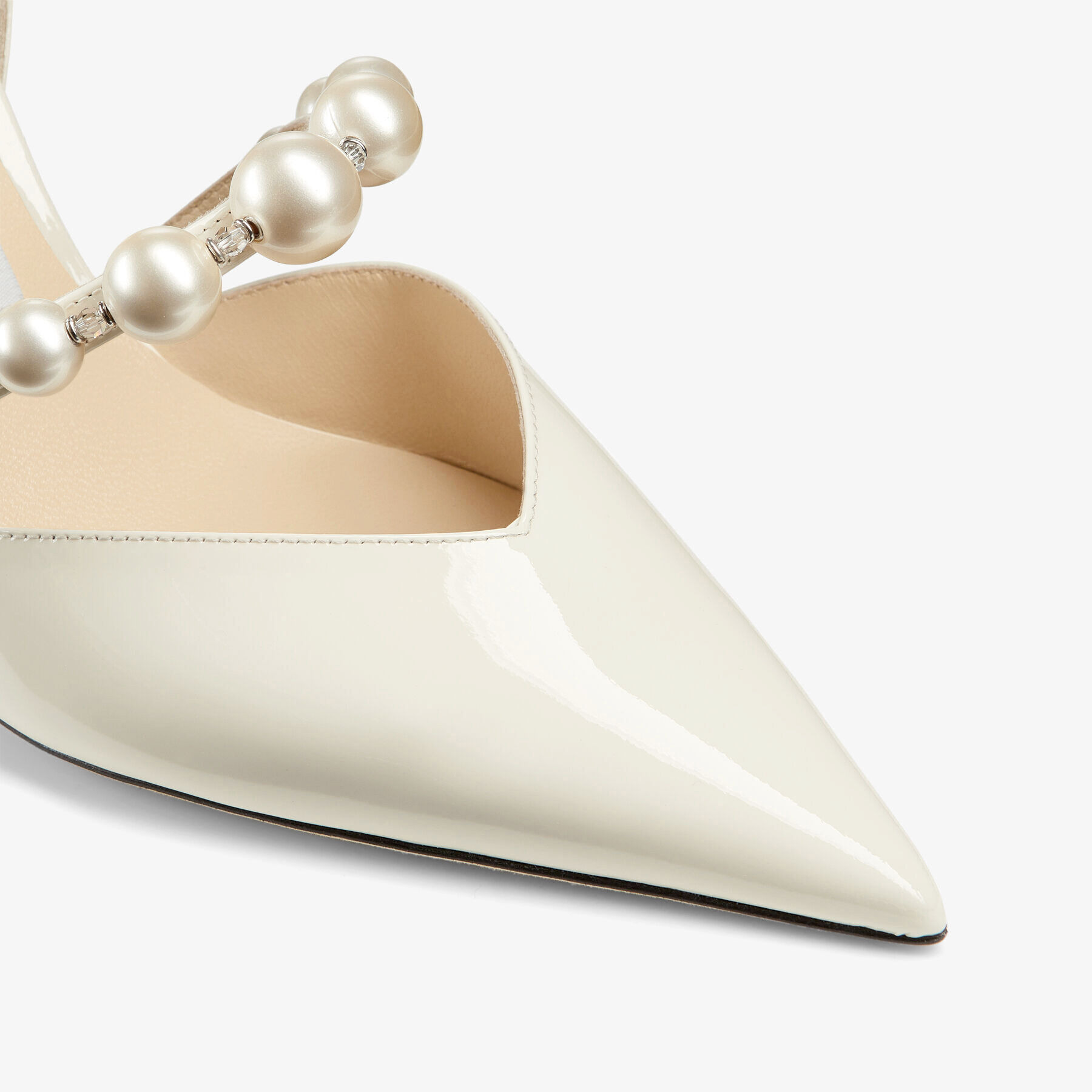 Aurelie 65
Latte Patent Leather Pointed Pumps with Pearl Embellishment - 3