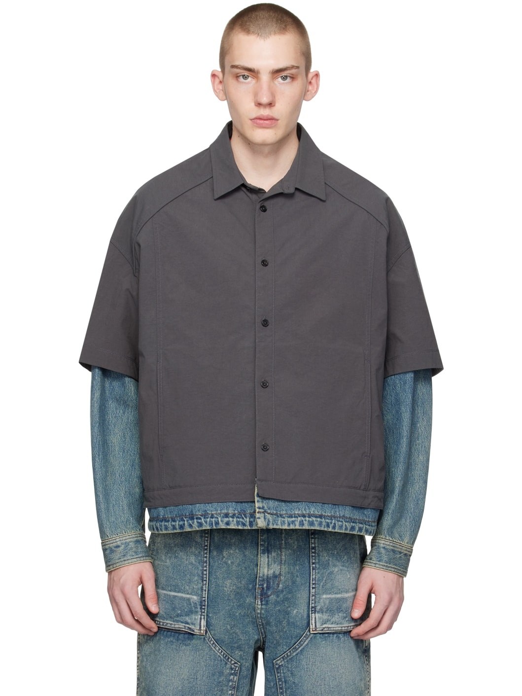 Gray & Indigo Layered Shirt - 1