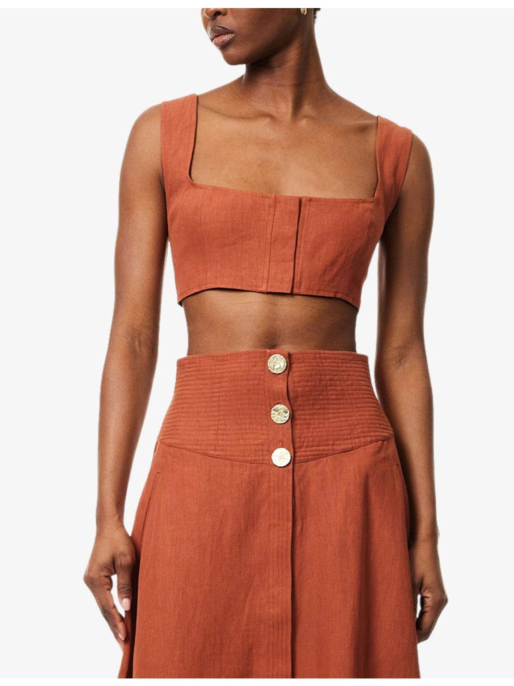 Harissa Cropped Linen Bra Top - 3