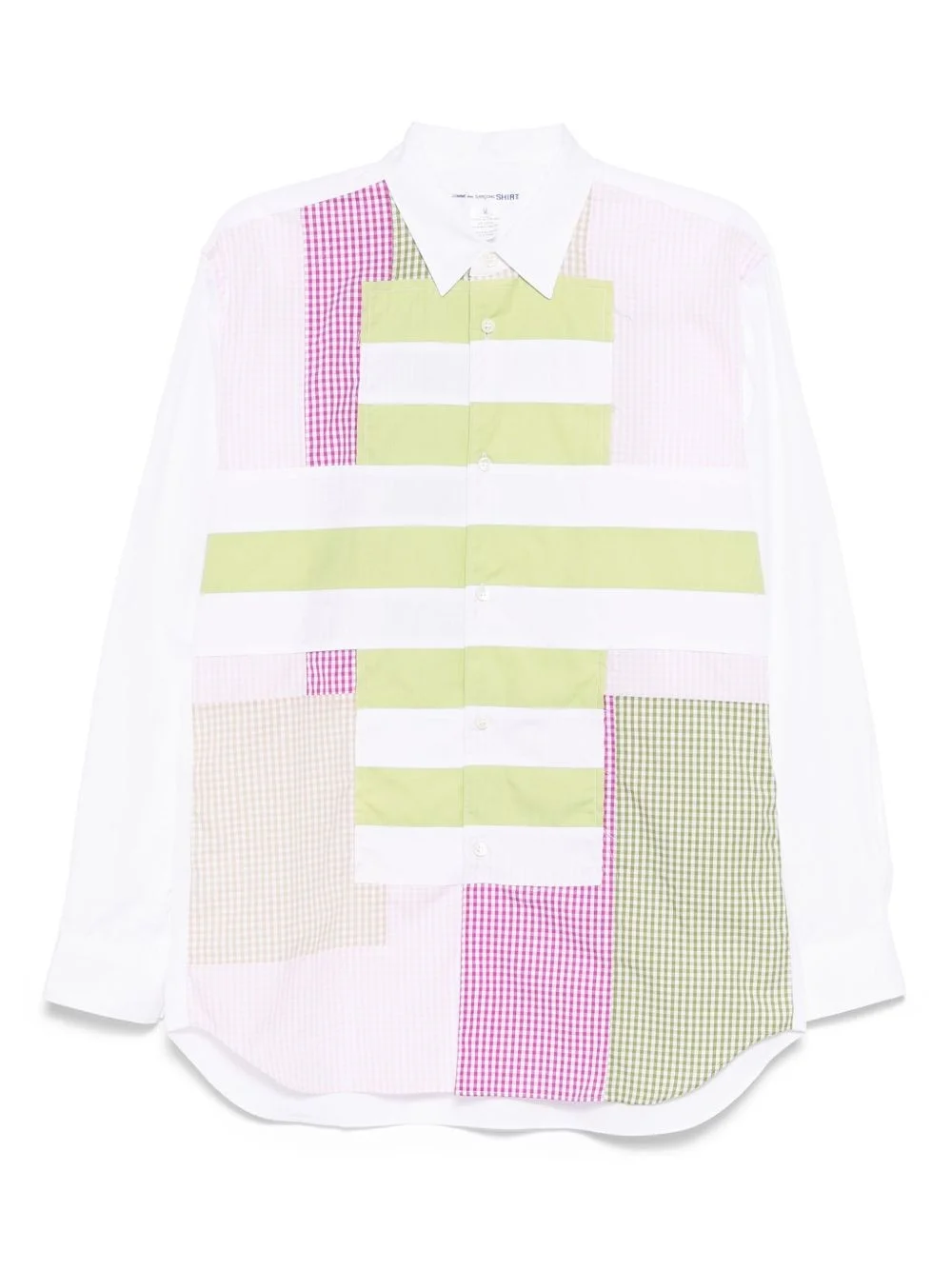 striped and gingham patchwork shirt - 1