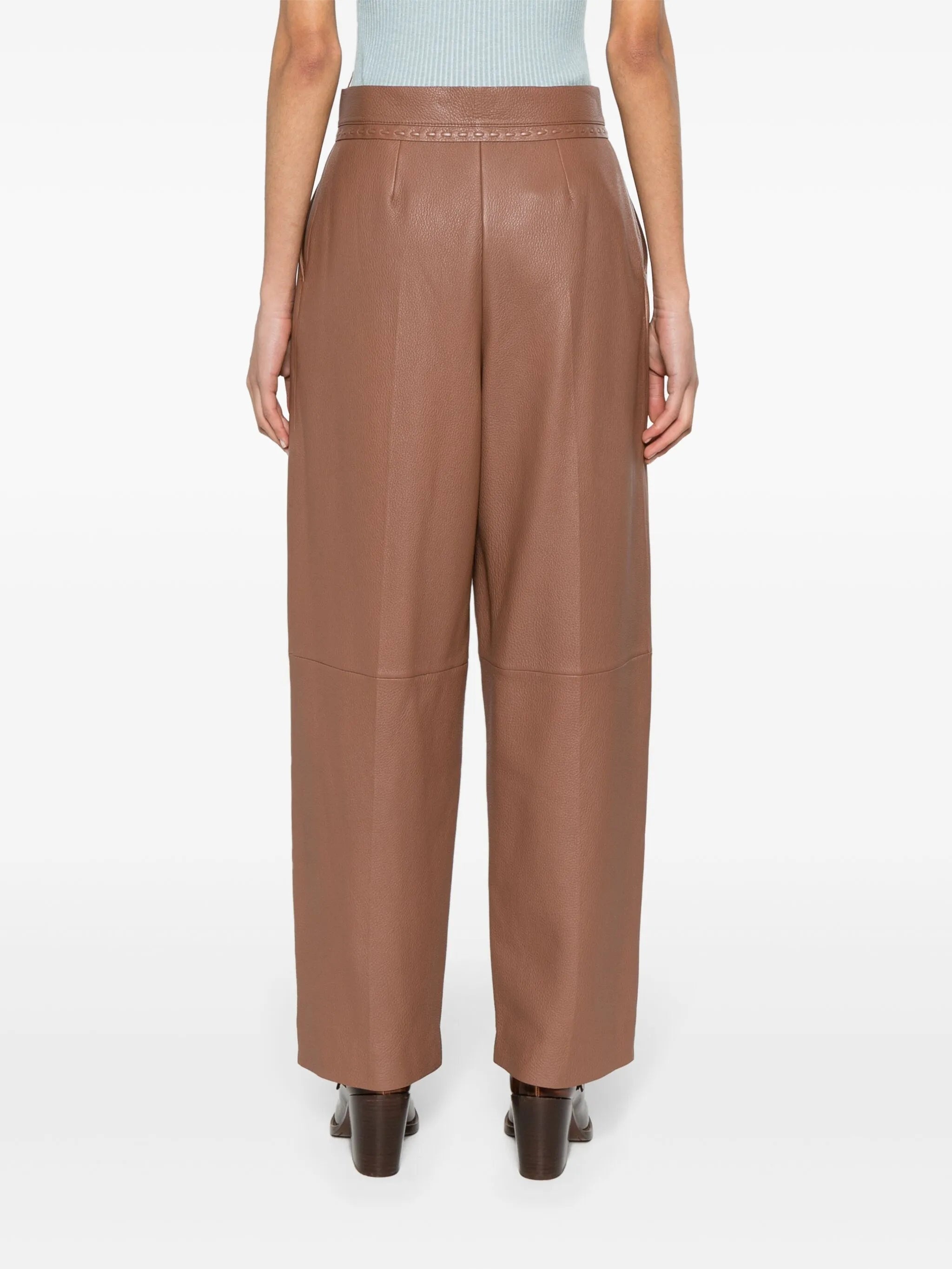 Leather Straight Trousers - 3