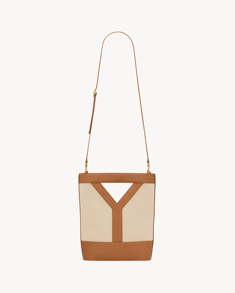 SAINT LAURENT Y SMALL BUCKET IN CANVAS AND LEATHER outlook