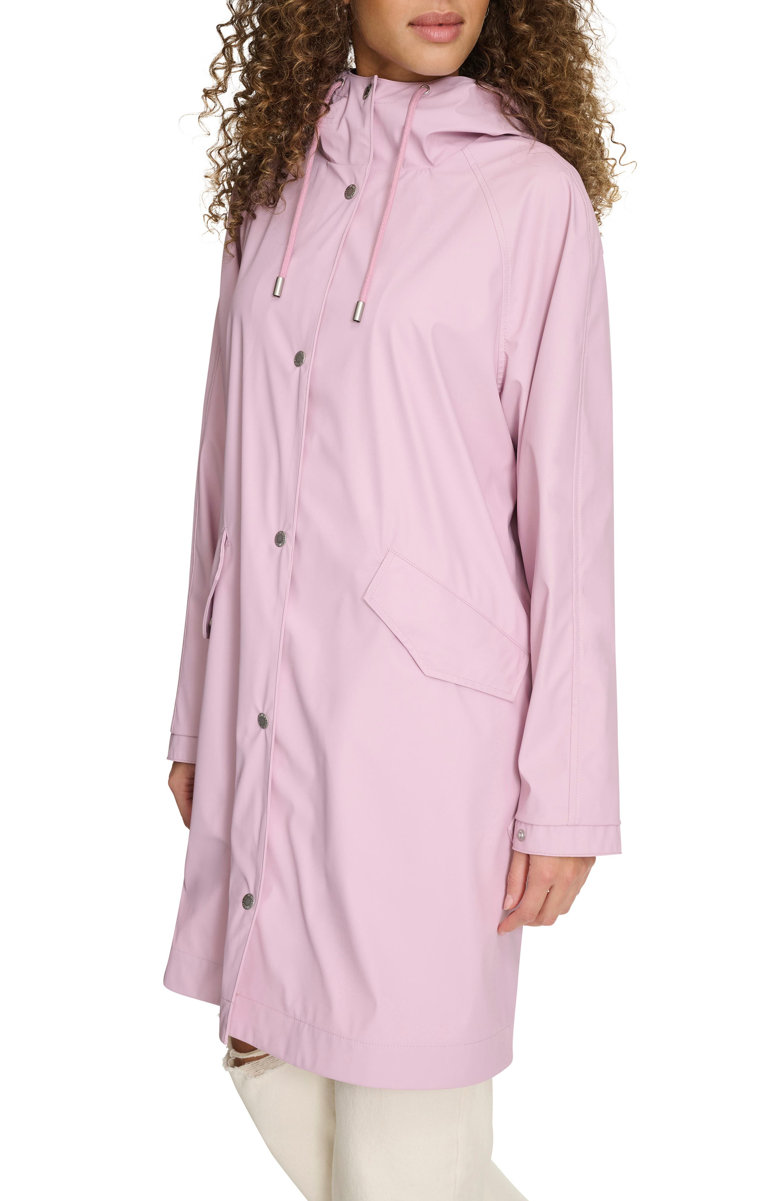 levi's Water Resistant Hooded Long Rain Jacket in Blush at Nordstrom - 3