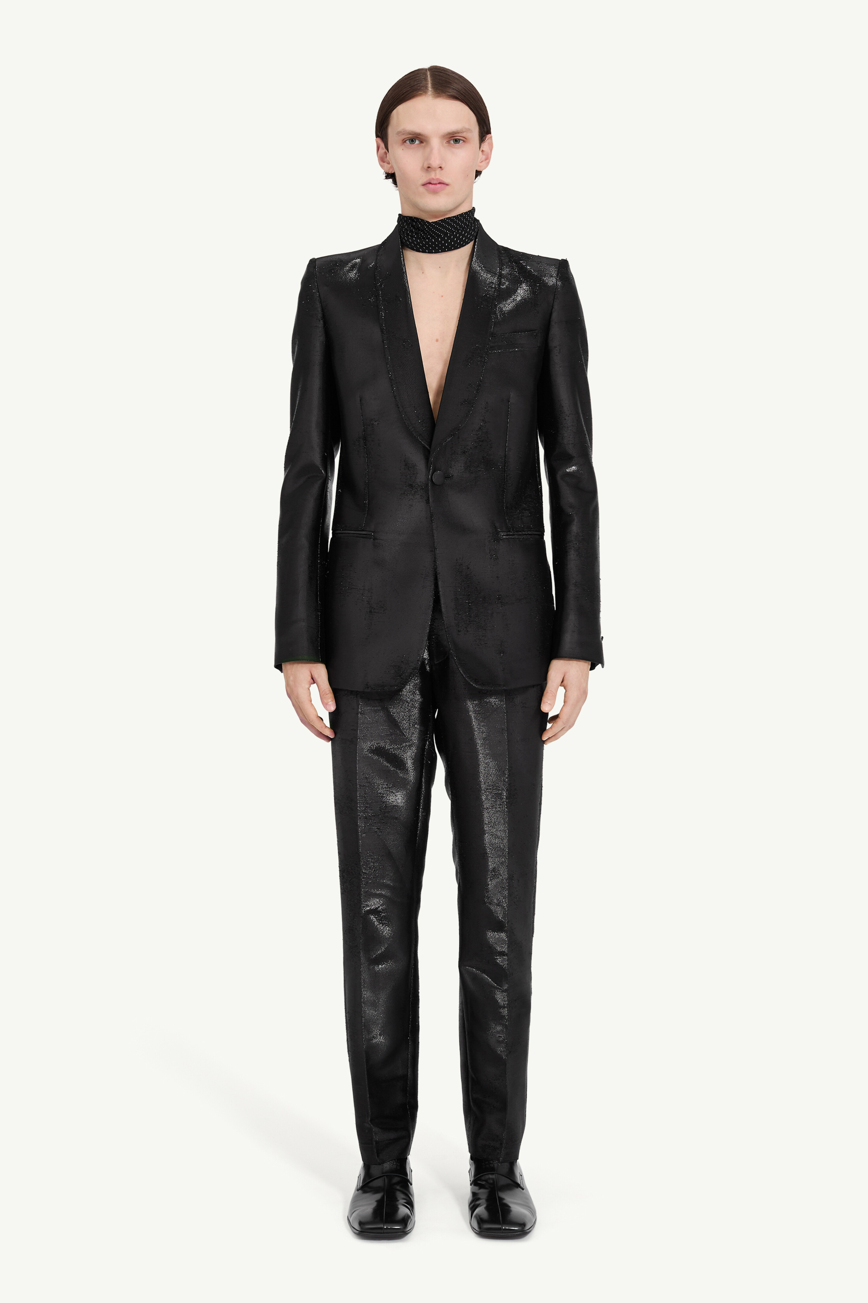 Distressed jacquard suit jacket - 2