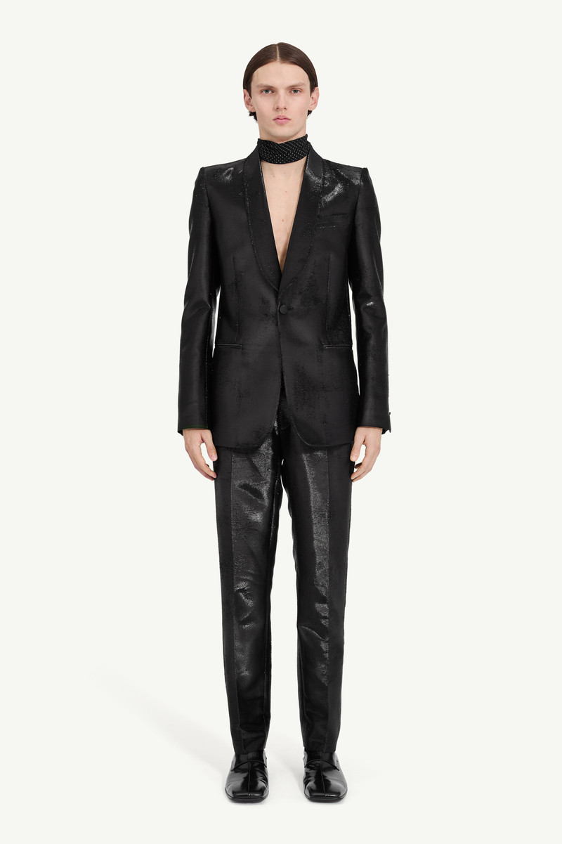 MM6 Maison Margiela Distressed jacquard suit jacket outlook