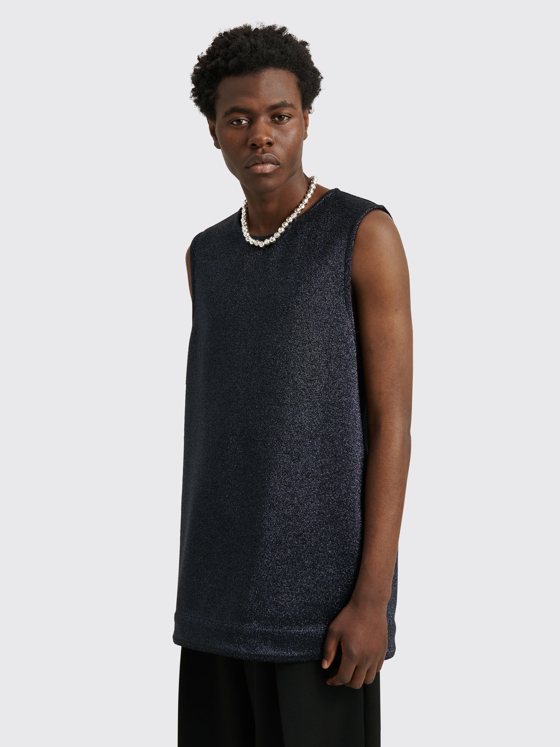 JIL SANDER METALLIC TANK TOP NIGHT BLUE - 1