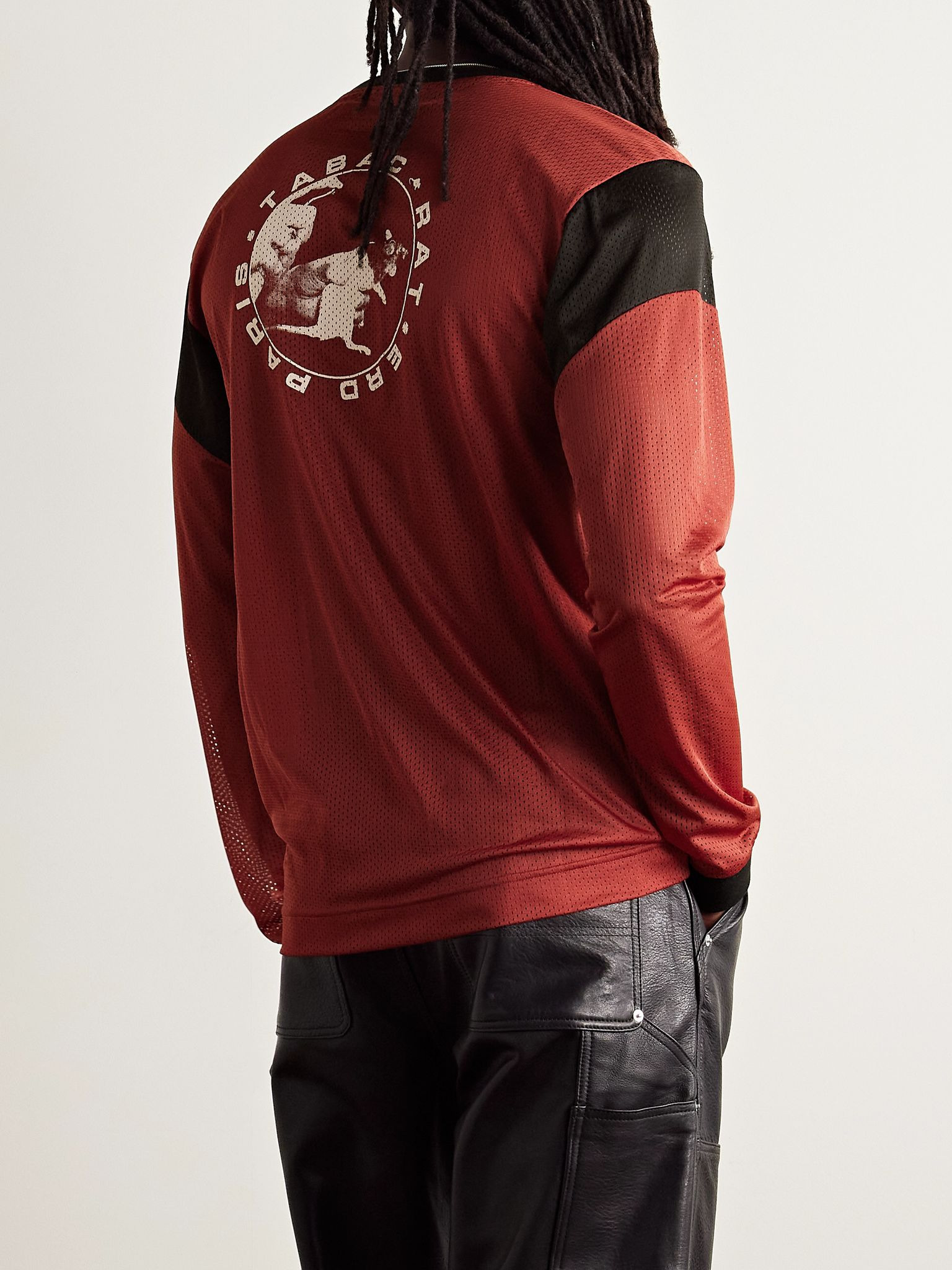 Tabac Rat Slim-Fit Printed Mesh T-Shirt Red - 3