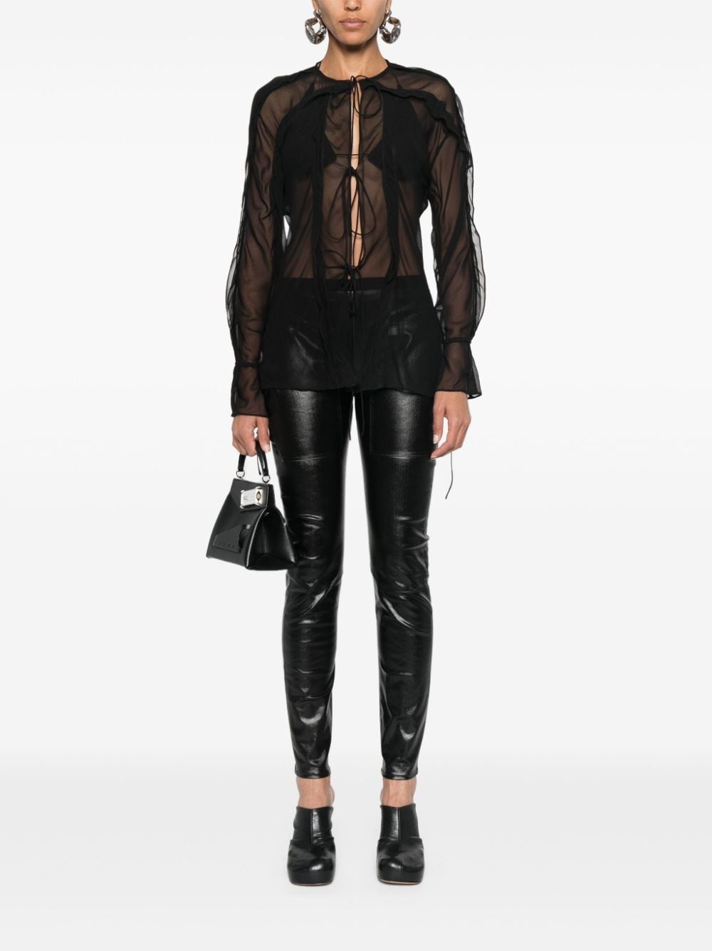 coated-finish leggings - 2