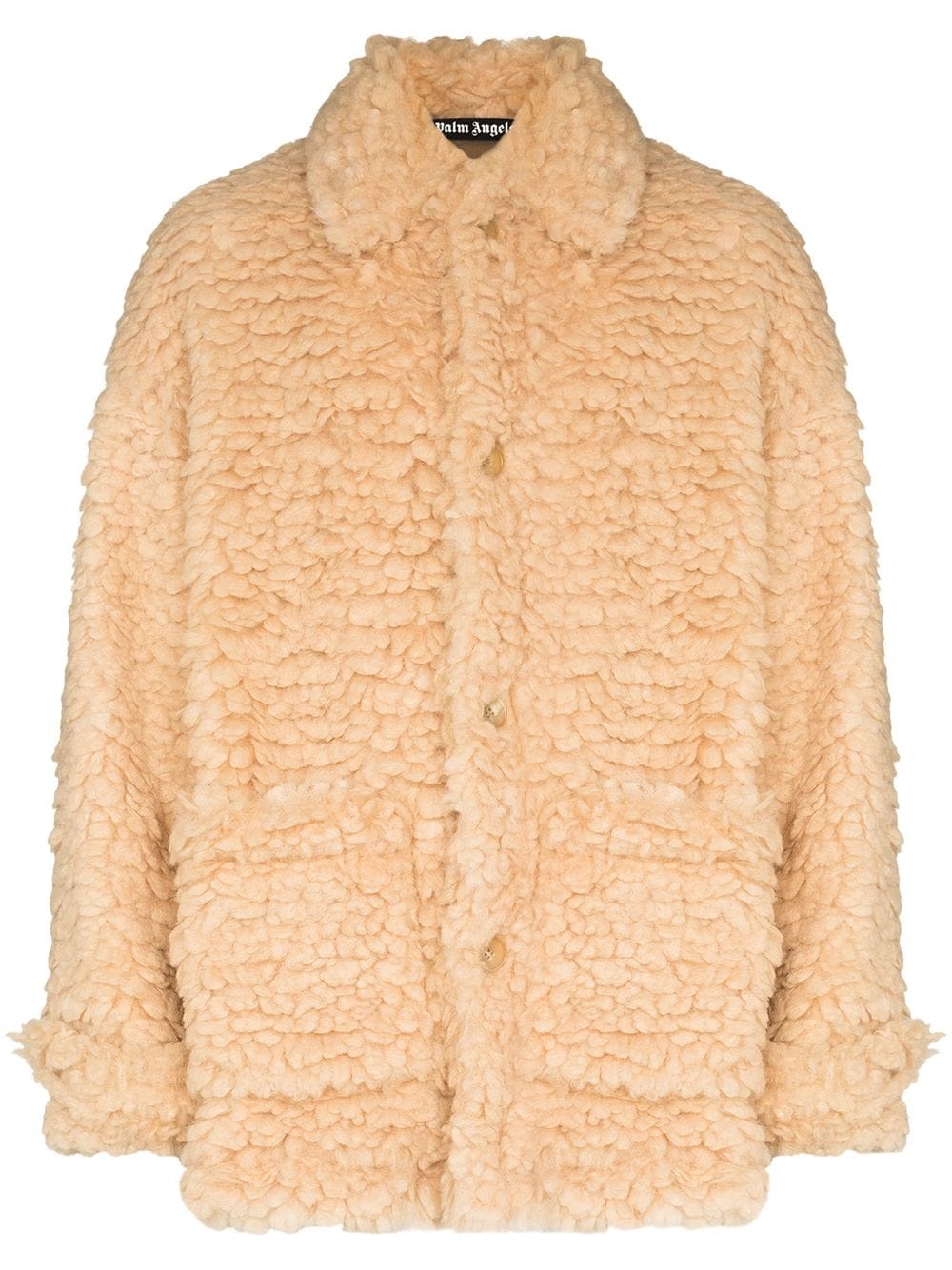 faux-shearling single-breasted short coat - 1