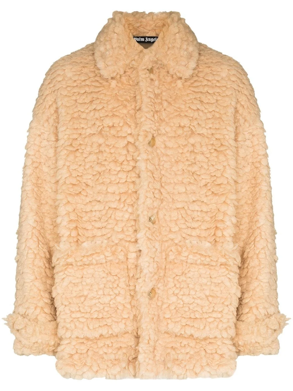 faux-shearling single-breasted short coat - 1