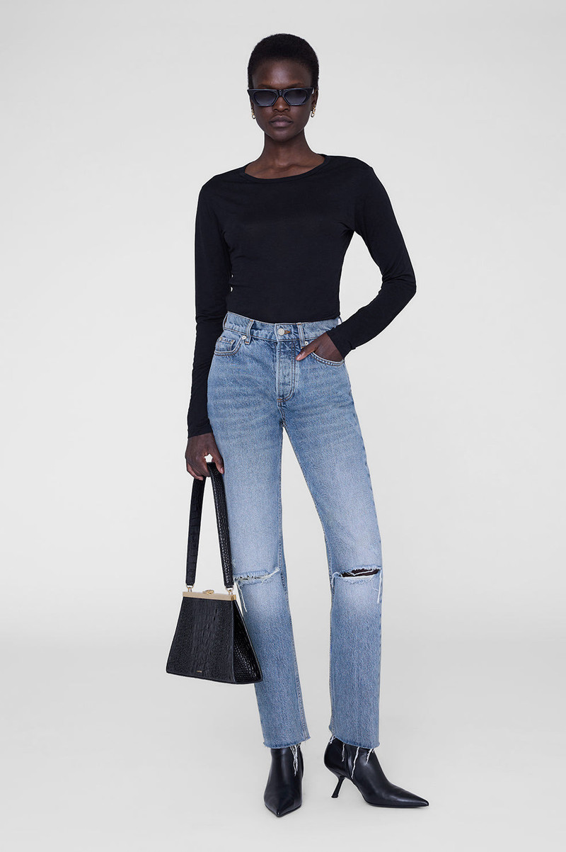 ANINE BING Sylvie Long Sleeve Tee - Black outlook