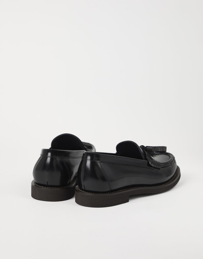 Brunello Cucinelli Minimal calfskin penny loafers with shiny tassels outlook