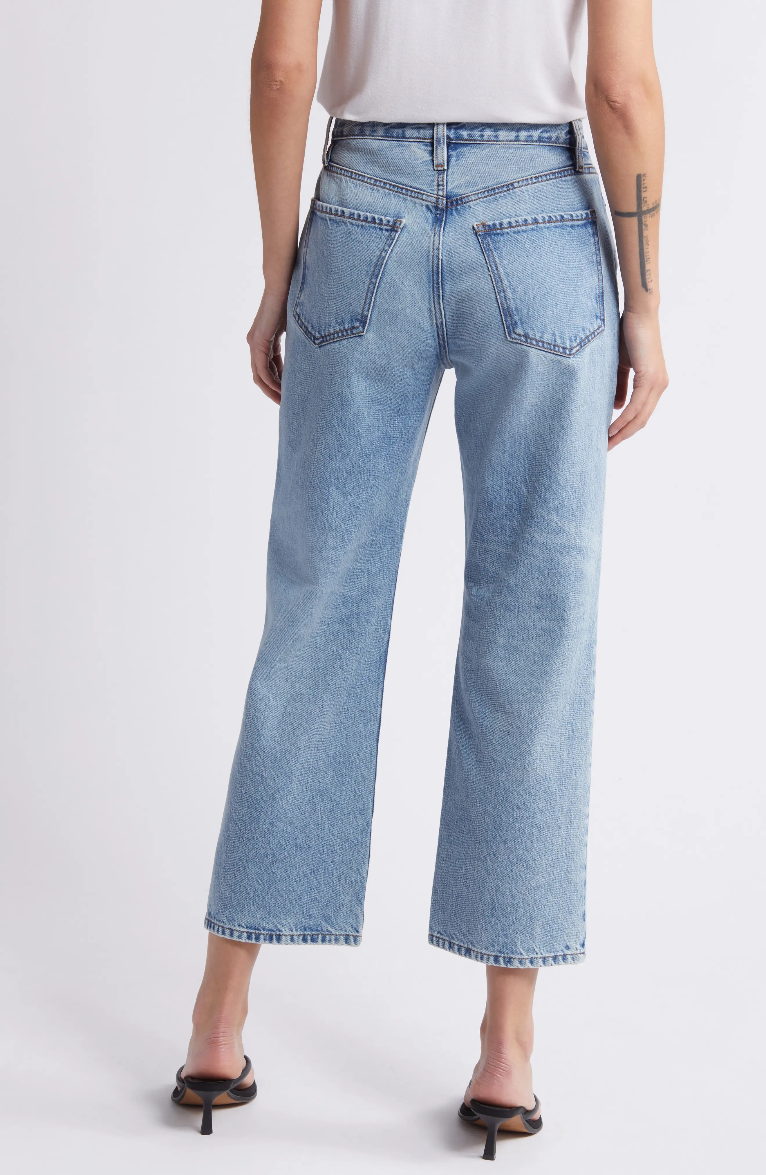 Le Jane Distressed Crop Straight Leg Jeans - 2