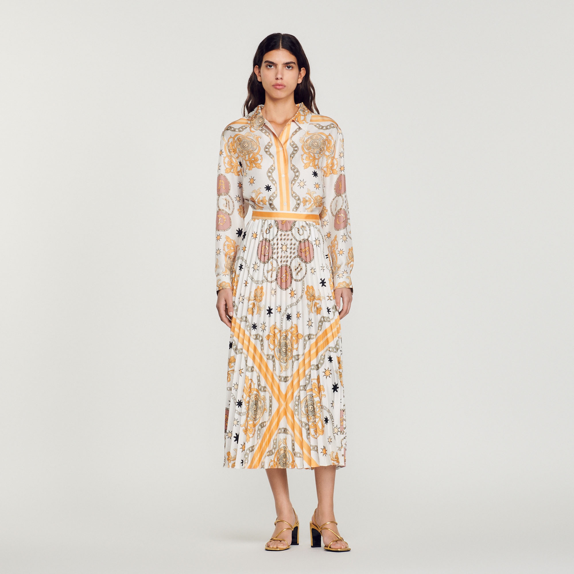 Scarf print pleated skirt - 3