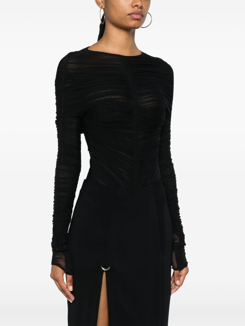 gathered semi-sheer bodysuit - 3