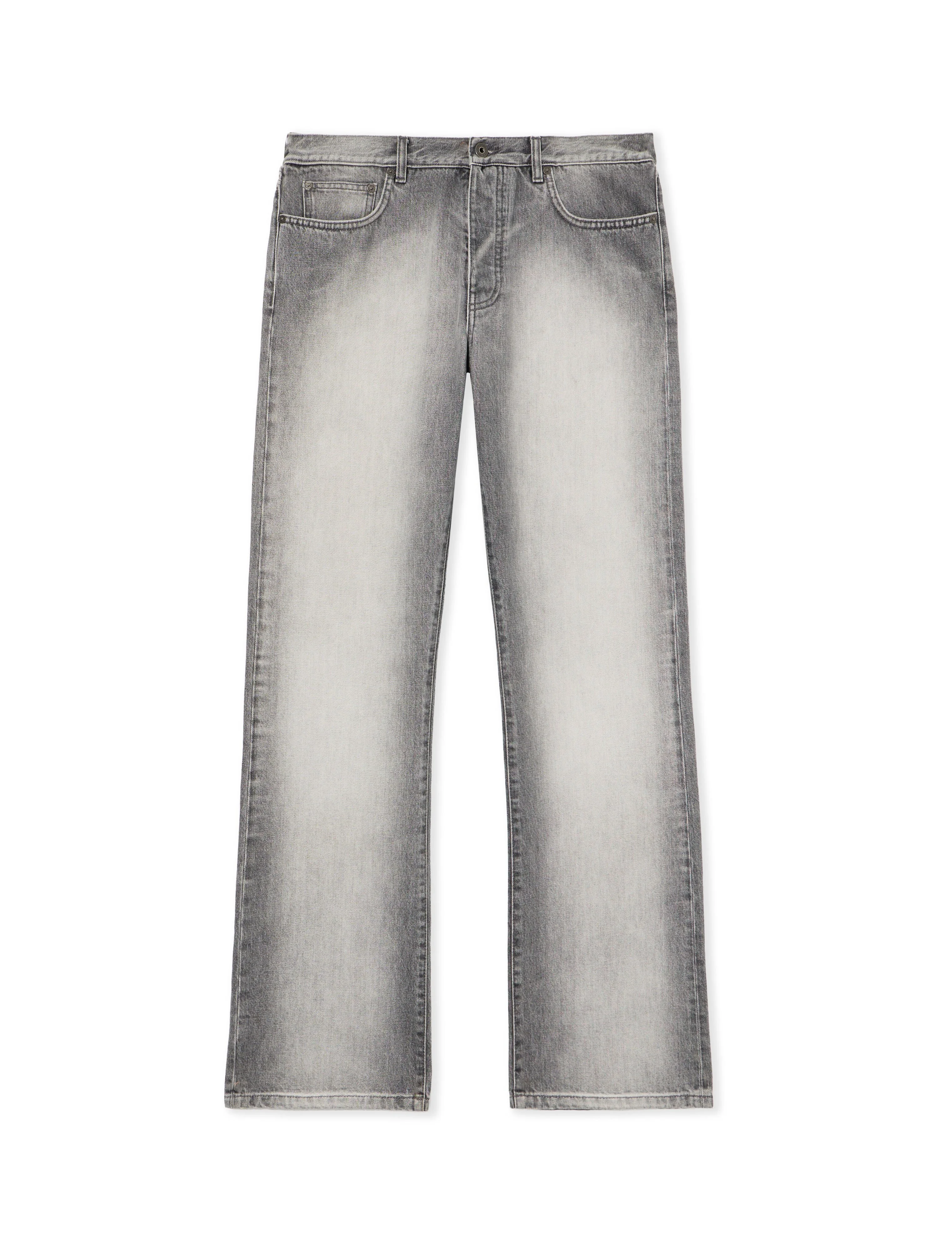 Diagonal Embroidery Slim Relaxed Jeans - 1