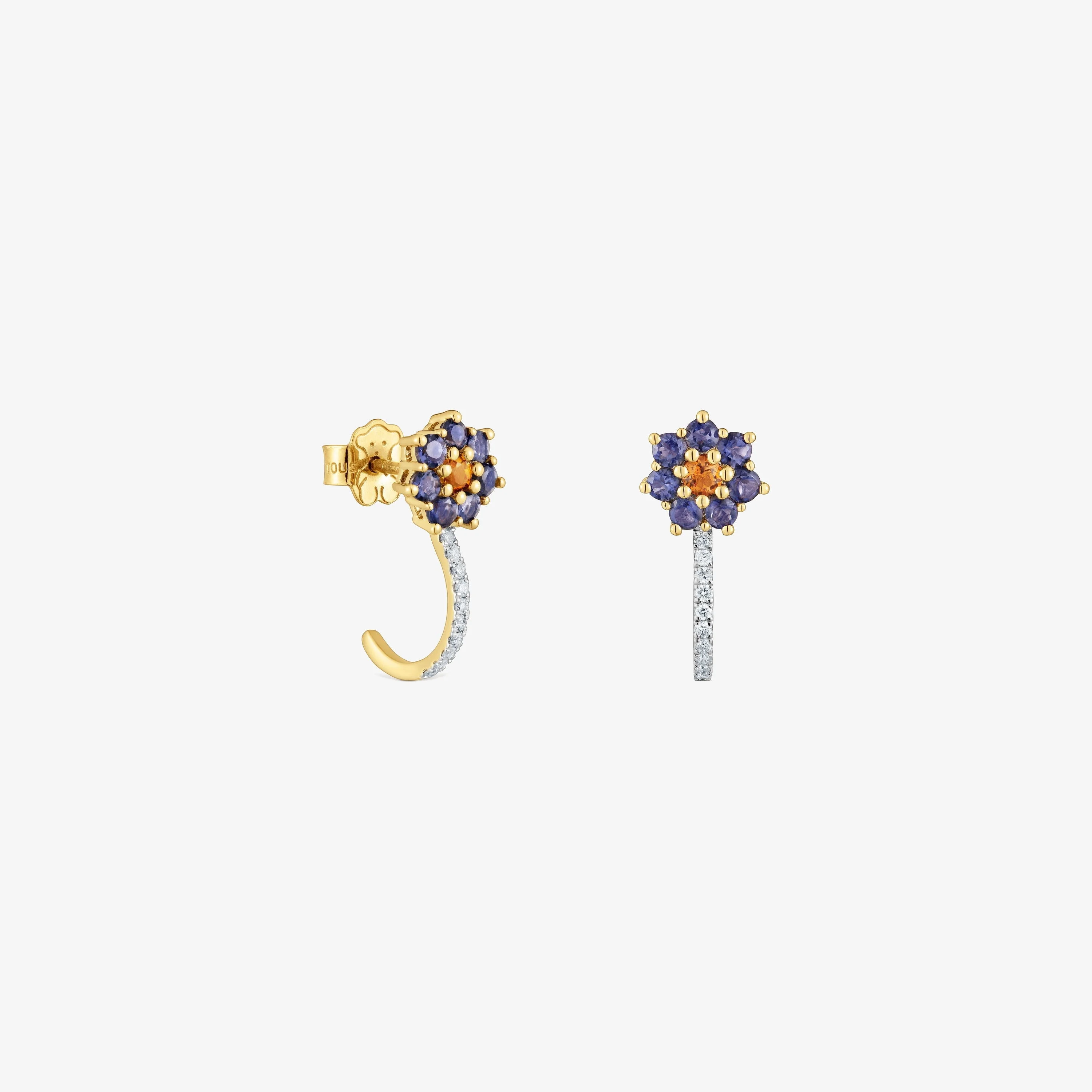 18K solid gold Earrings with gemstones and diamonds Daisy - 1
