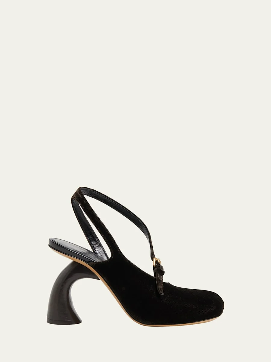 Velvet Asymmetrical Sandals - 1