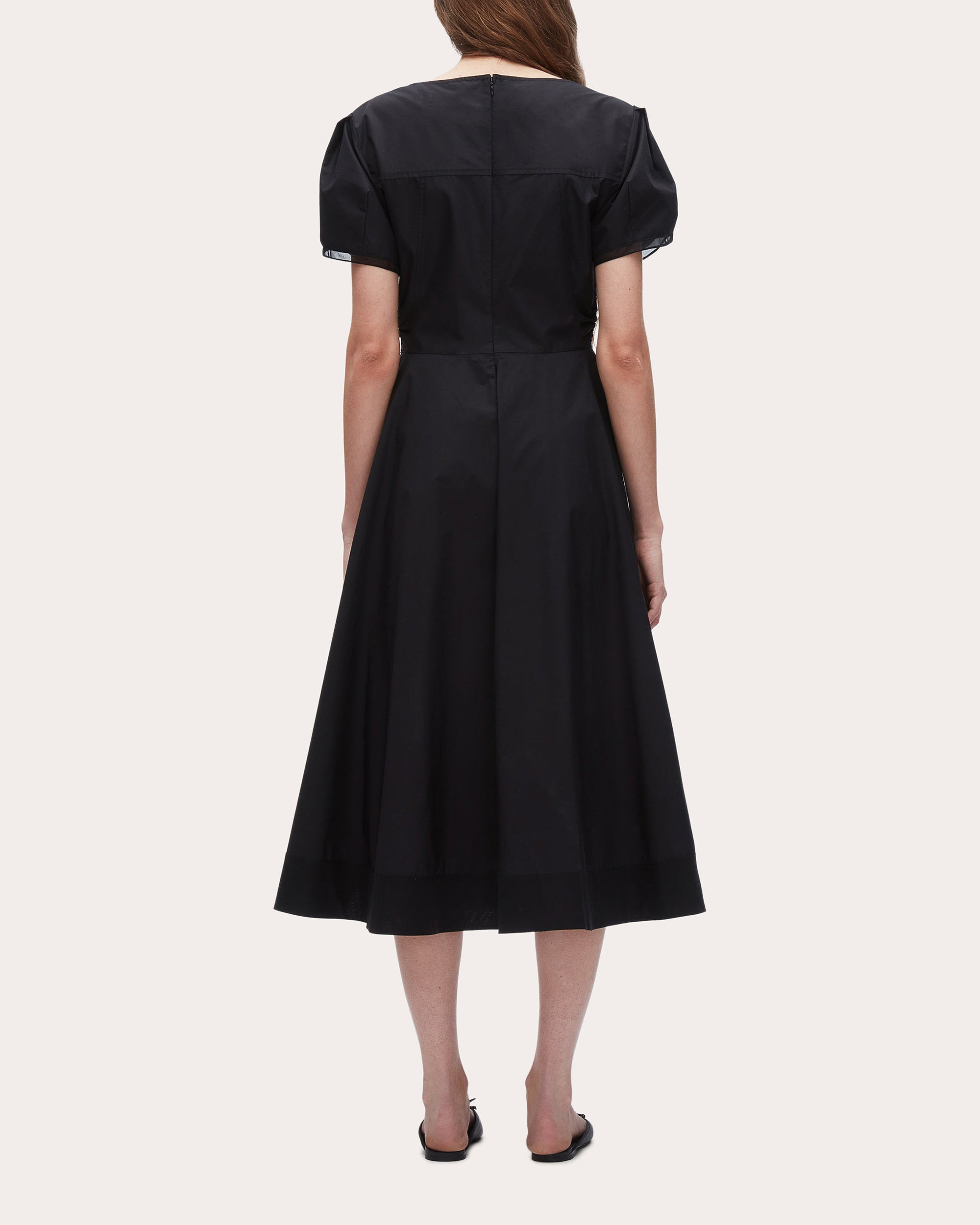 Techno Poplin V-Neck Midi Dress - 2