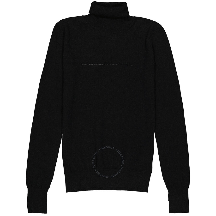 MM6 Maison Margiela Ladies Black Rip Detail Turtleneck Sweater - 4