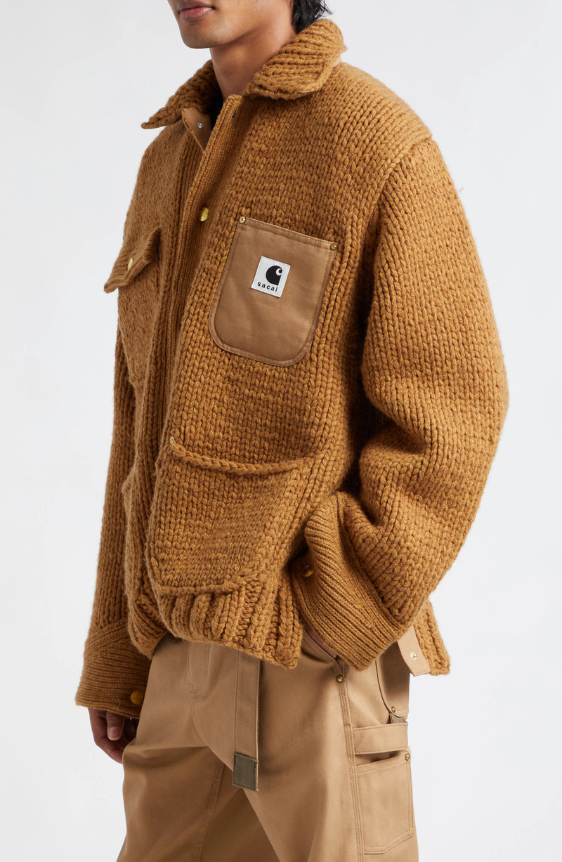 Carhartt WIP Logo Patch Wool Blend Knit Jacket 4