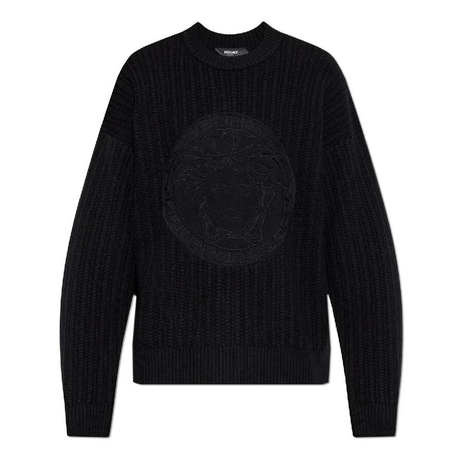 Versace Cable Knit Medusa Embroidered Sweater - 1