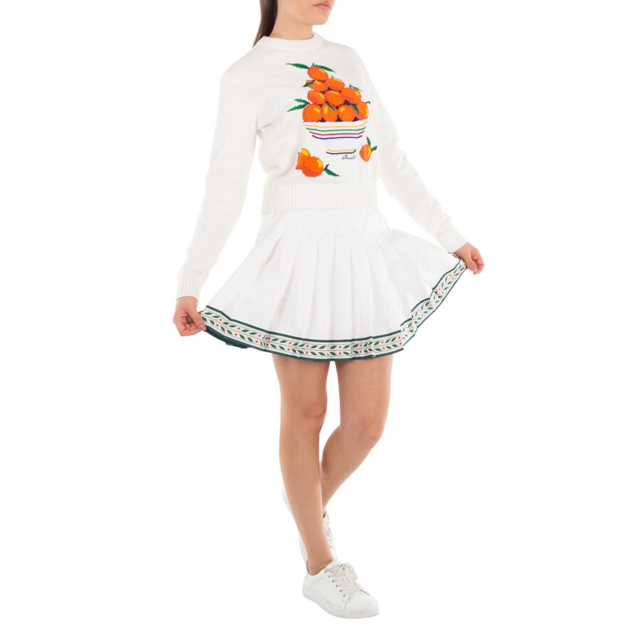 Casablanca Ladies White Pleated Silk Miniskirt - 5