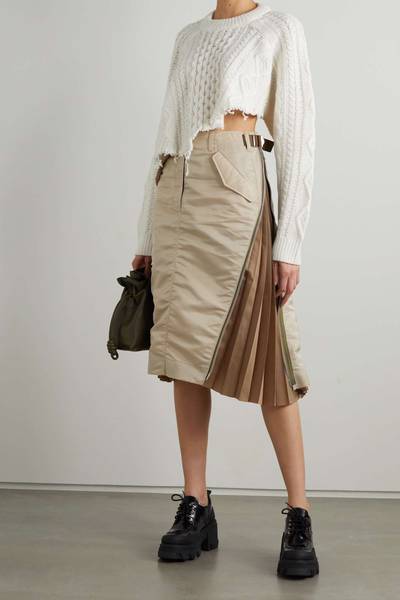 sacai Convertible shell and pleated satin-twill midi skirt outlook