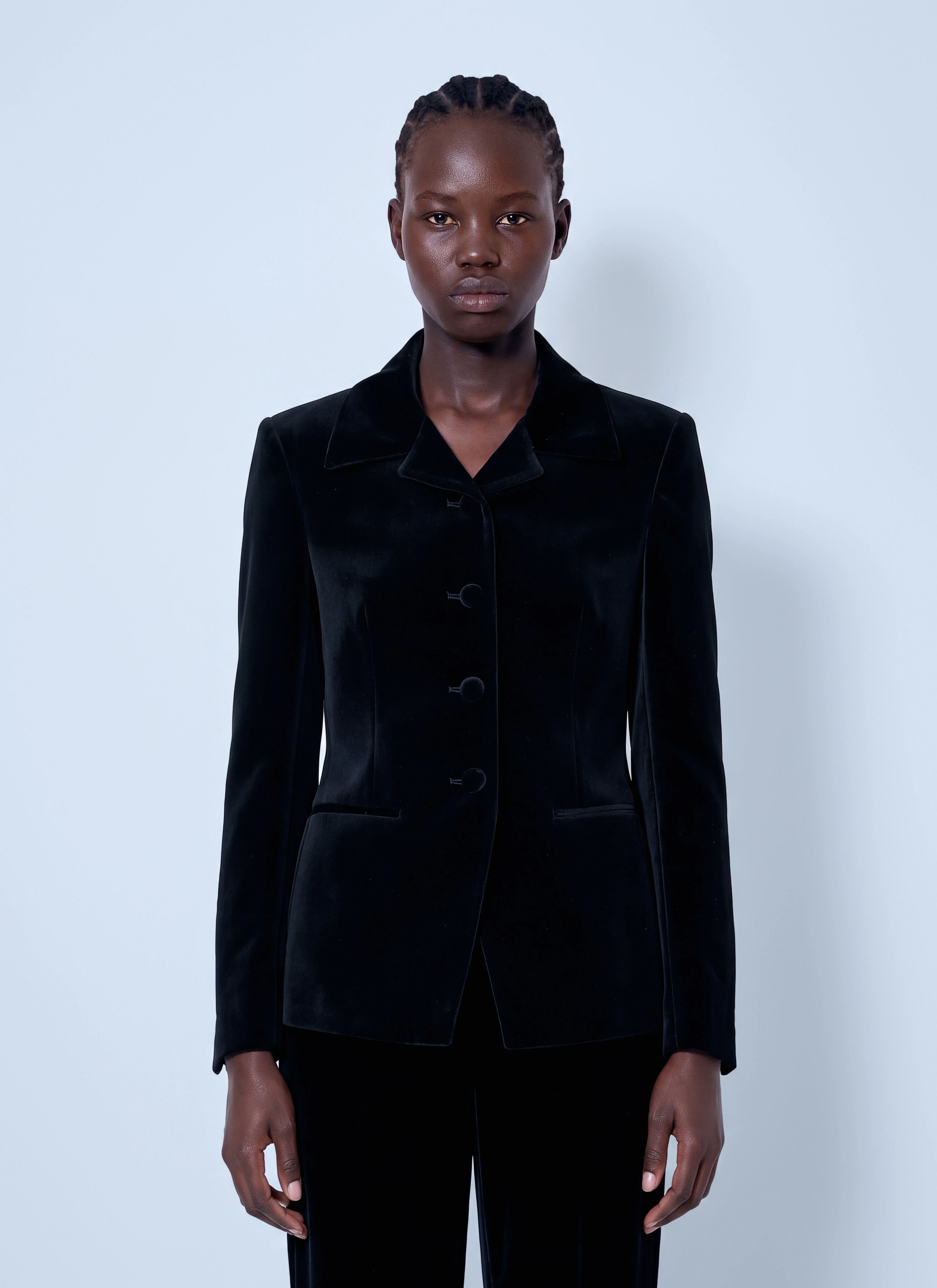 Classic Fitted Velvet Blazer - 1