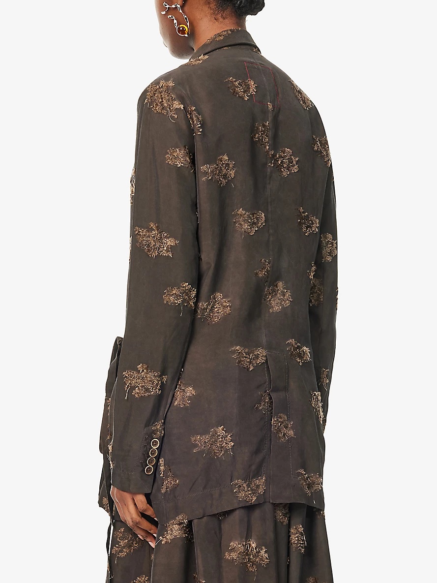 Khloe distressed-pattern woven jacket - 4