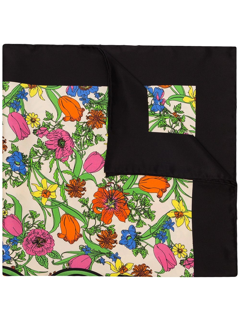 Pop floral-print silk scarf - 1