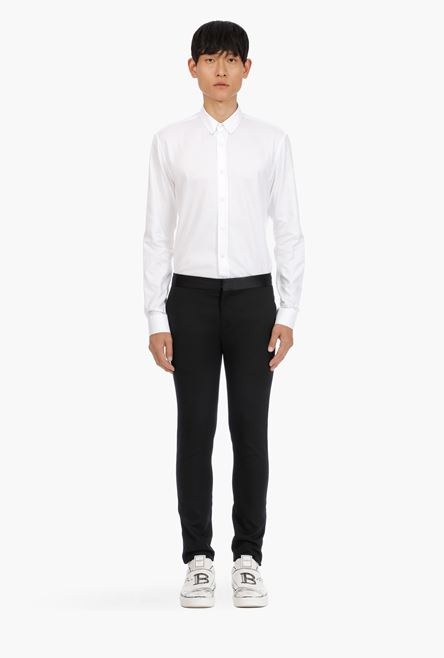 Wool pants with black satin bands - 4