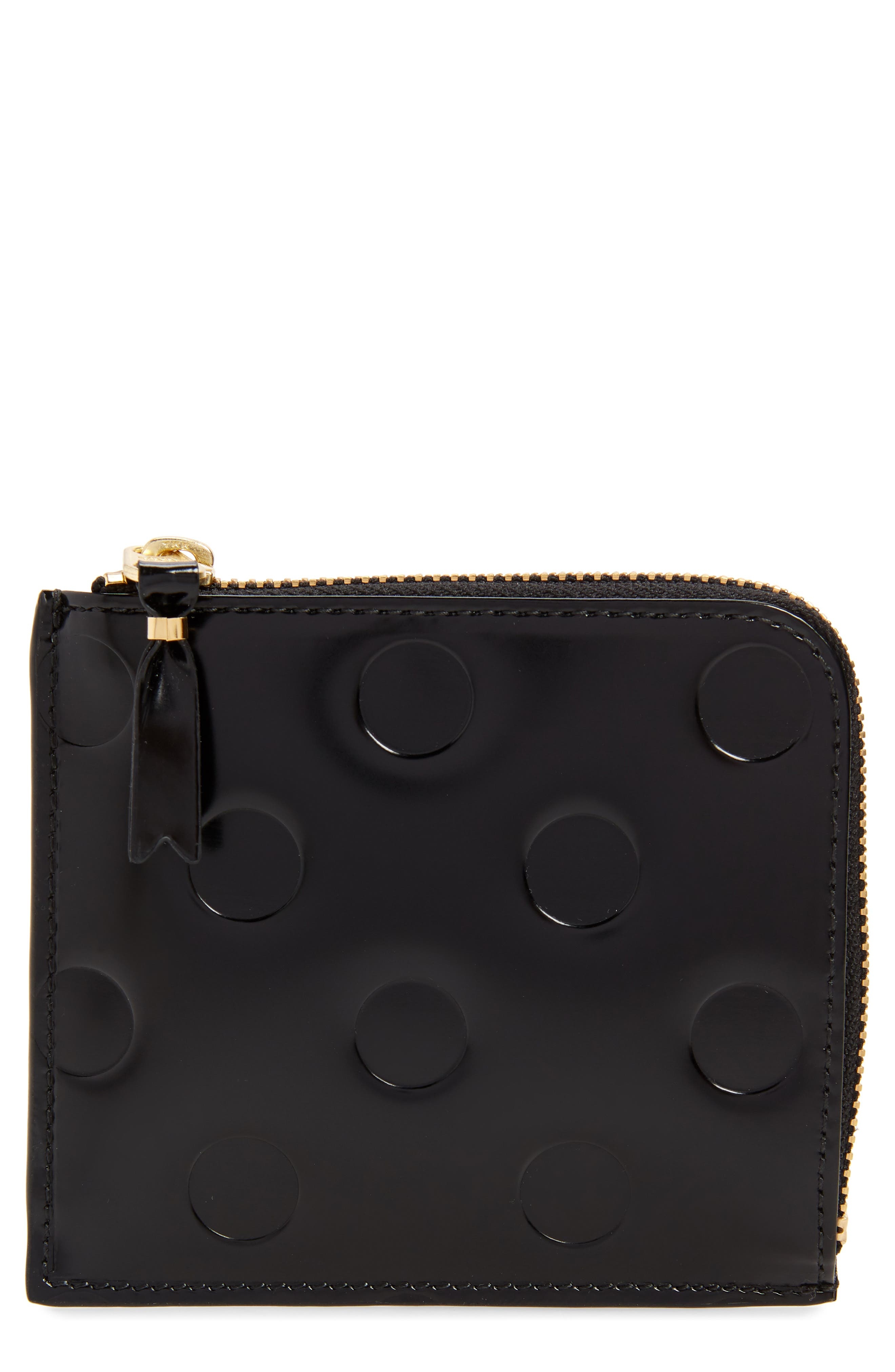 Comme des Garçons Wallets Dot Embossed Zip Around Leather Wallet in Black at Nordstrom - 1