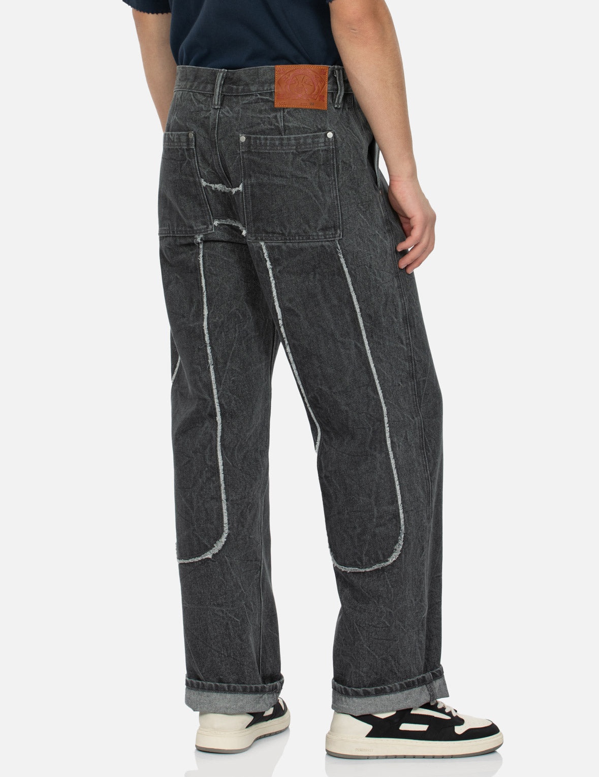 Daicock with Fringed Edges Baggy Fit Work Jeans - 7