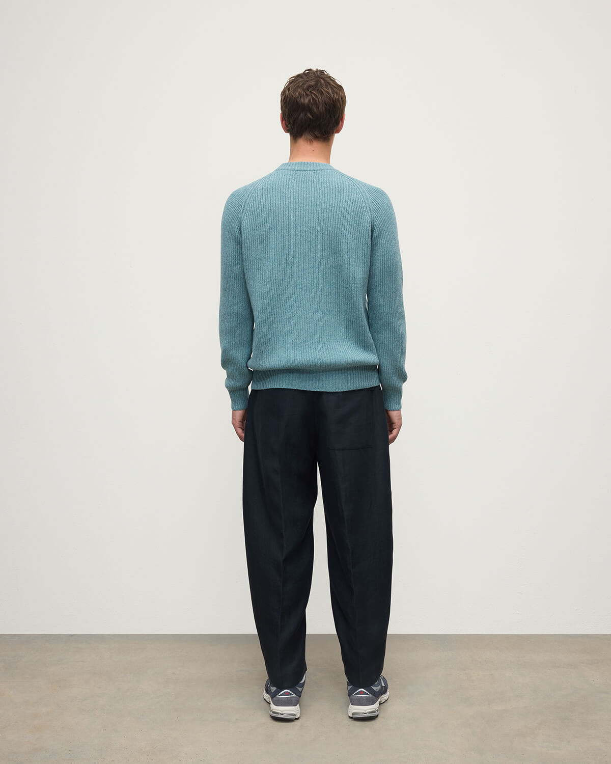 Contrast Neck Green Cashmere Jumper - 4