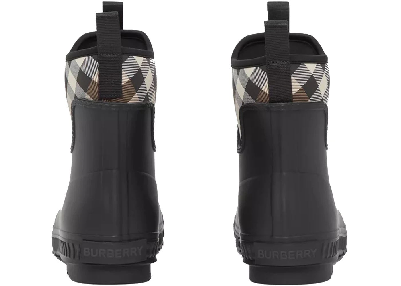 Burberry Flinton Rain Boots Black Brown Rubber (Men's) - 3