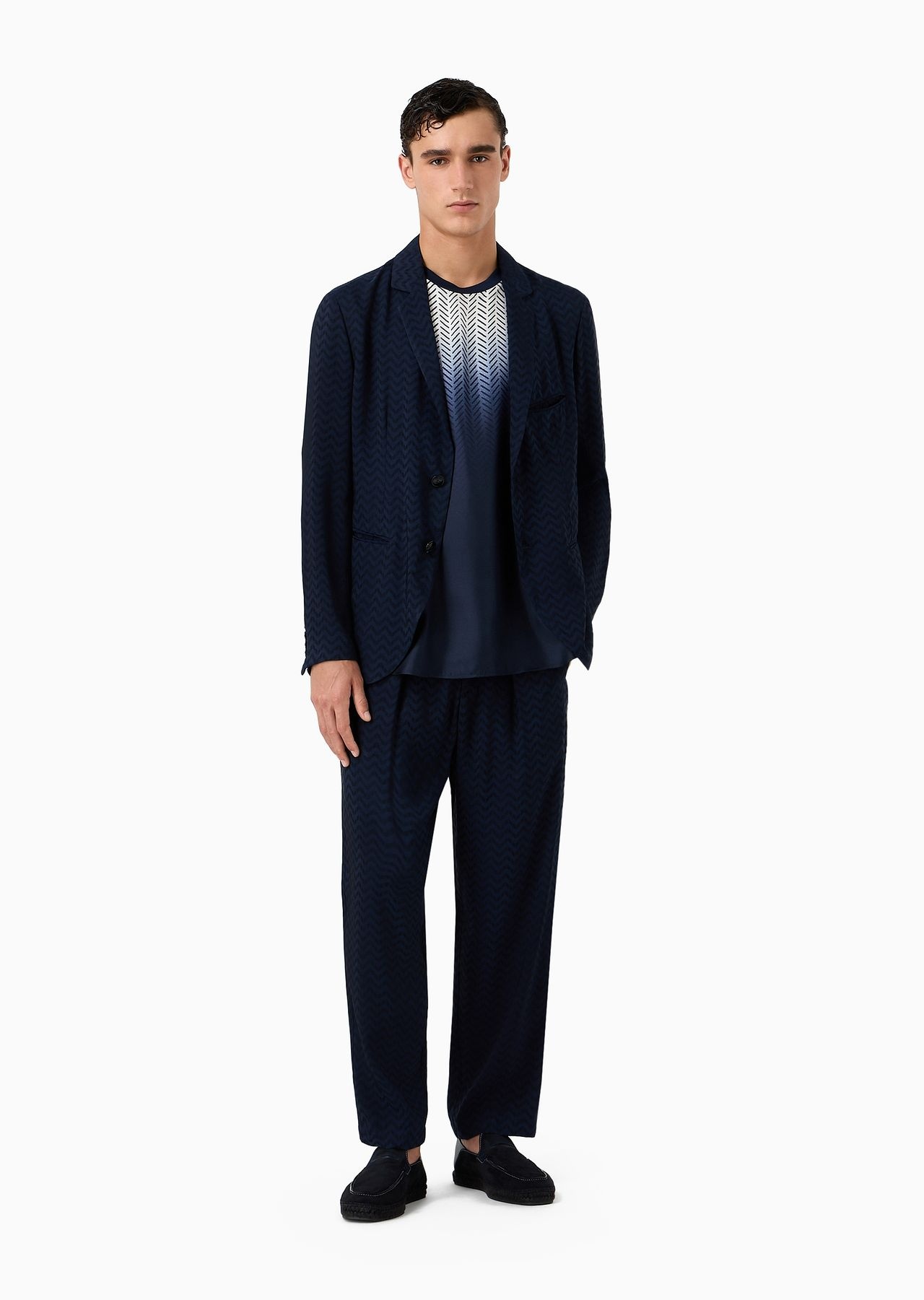 Cupro and viscose jacquard one-dart trousers - 4