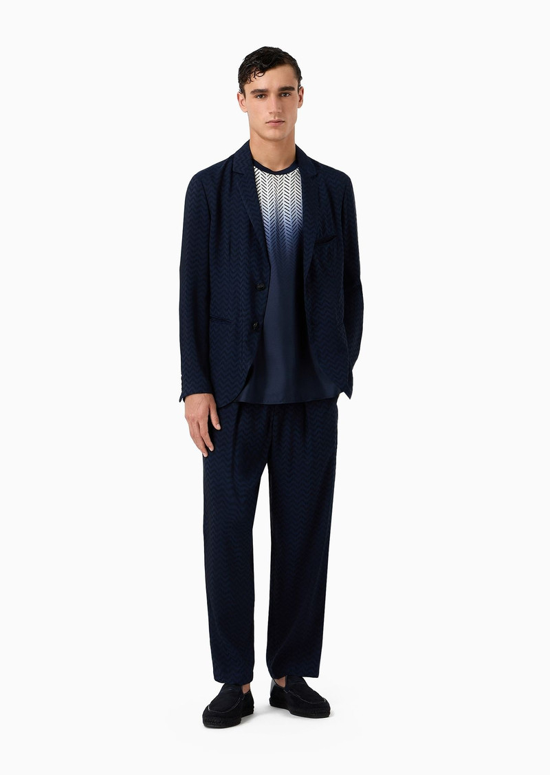 GIORGIO ARMANI Cupro and viscose jacquard one-dart trousers outlook