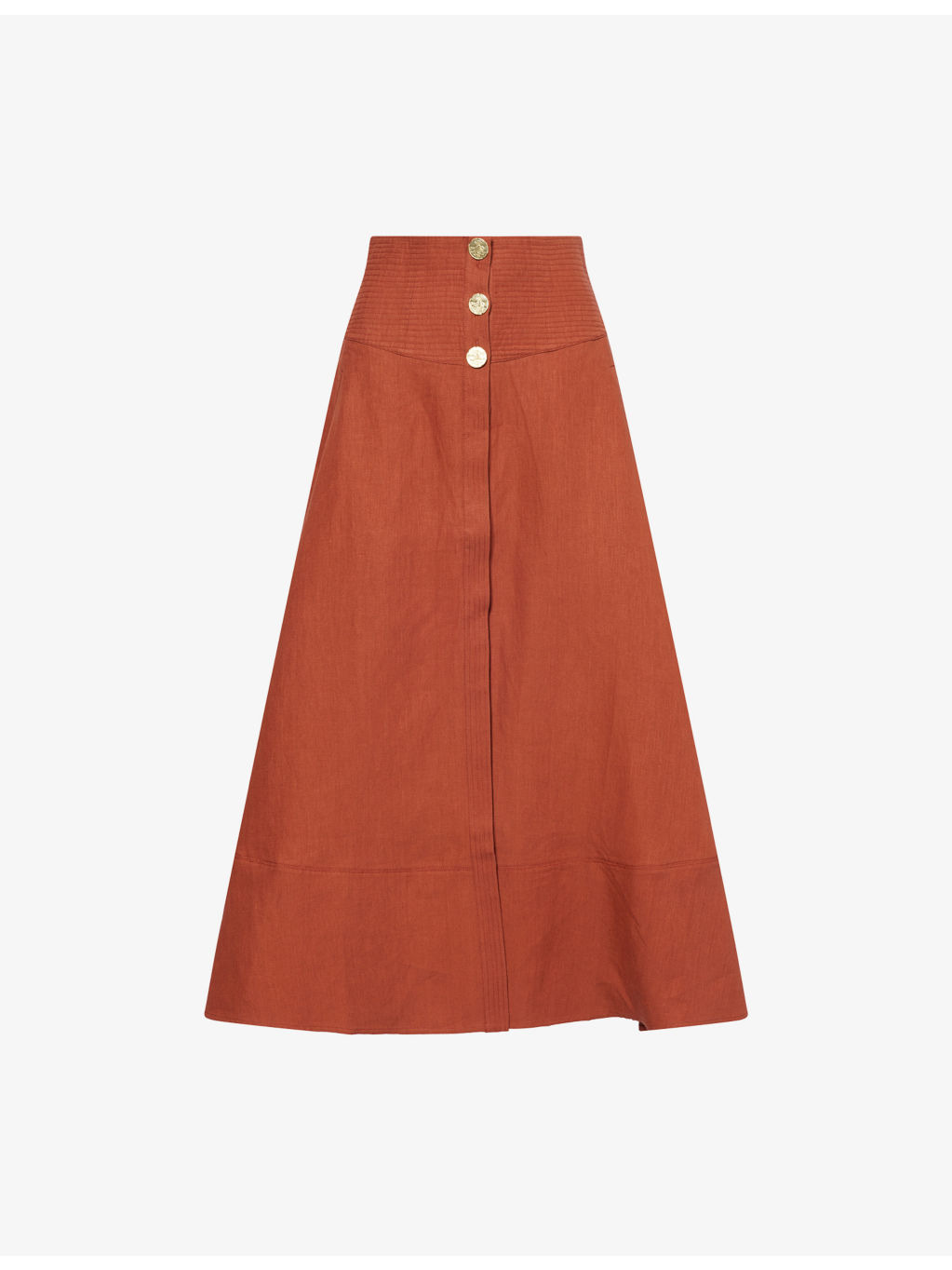 Farafra High-Waist Linen Midi Skirt - 1