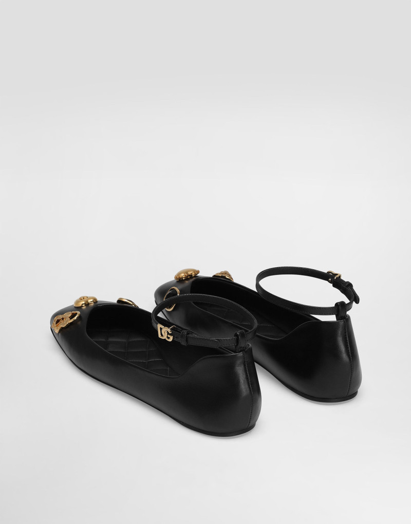 Dolce & Gabbana Leather ballet flats with embroidery outlook