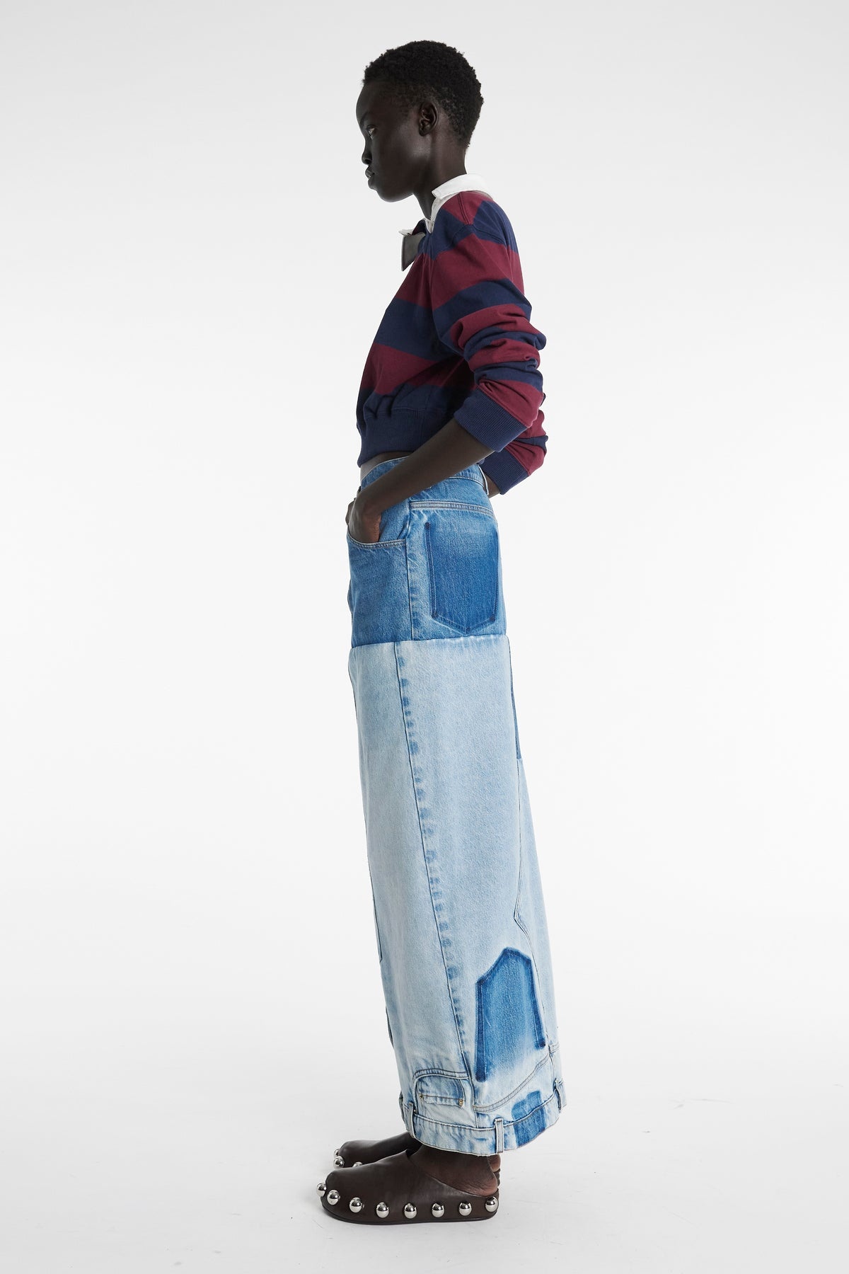 RECYCLED DENIM MIRROR EFFECT SKIRT BLUE - 2
